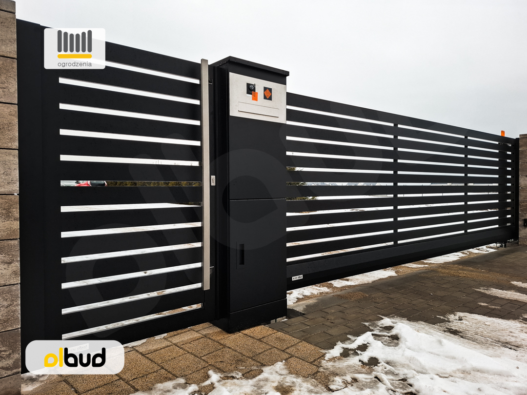 Brama przesuwa aluminiowa 5,1m, ogrodzenie aluminiowe w bloczkach Styrobud Fini Cappucino - Gdynia