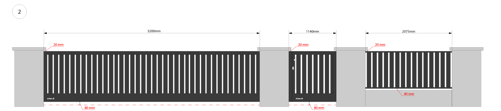 wizualizacja ogrodzenia R03 2D rzut